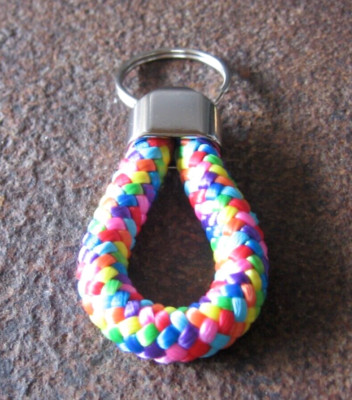 Segeltau Schlüsselanhänger bunt Herren Segelseil Damen Regenbogen Keychain 9 cm