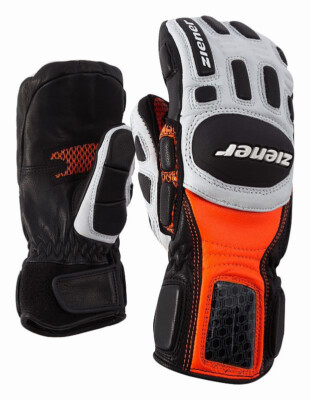 Ziener Junior Renn Skihandschuhe LEXOM 5,5 Orange Weiss 9 134 Kids Race Gloves
