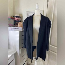Vintage Galleria Sport Sz 16 Oversized Black Open Jacket Blazer 0428