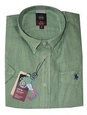 CAMICIA UOMO lino 100%  M L XL XXL XXXL MANICA corta verde mela  MADE IN ITALY