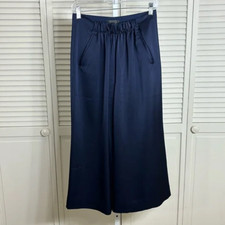 AYR The Blush Cropped Wide Leg Pants Deep Marine Navy Blue Triacetate  Poly XS