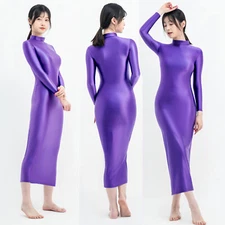 Women's Shiny Glossy Sexy Dress One-step Skirt Street Holiday Spandex Bodycon