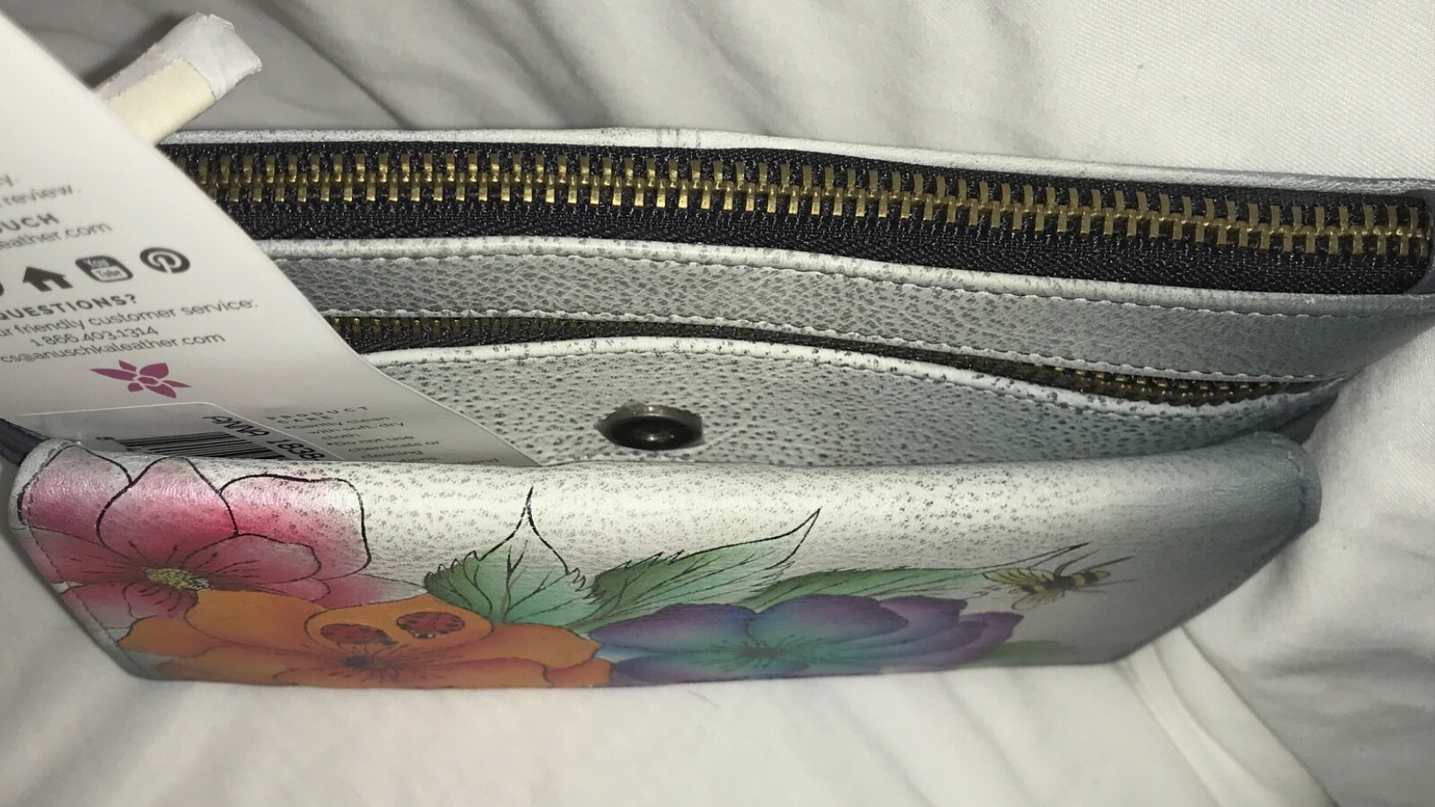 Anuschka Anna NWT🌺Wristlet Organizer Wallet-Paradise Found Grey-1838-PDF-GRY