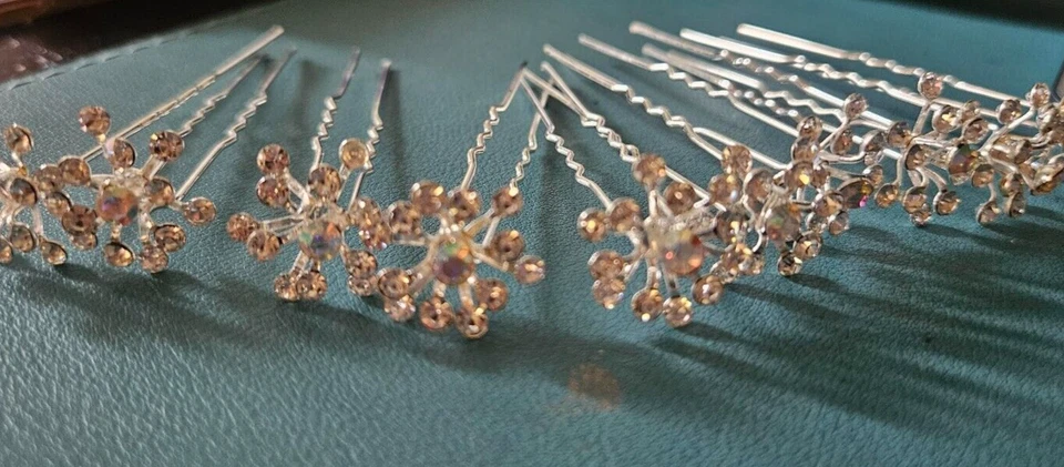 Pinzas para el cabello de boda CraftbuddyUS 10 piezas x 19 mm con racimo de cristal diamantes de imitación Foto 2 de 4