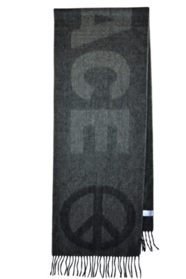 Paul Smith Mainline Mens Grey PEACE Cashmere Scarf Brand New