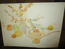 Original Watercolor By Peg Humphreys, Clouds & Still Life 22"x 16.25" 