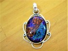 NEW STERLING SILVER 925 DICHROIC ART GLASS RUST BLUE PURPLE GLITTER PENDANT-1.6" — photo 2