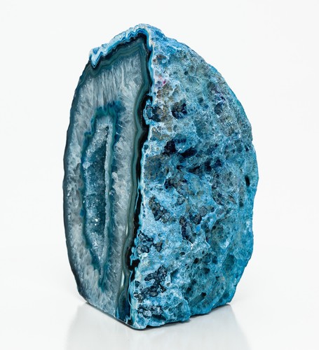 Base taglio geode agata mezza lastra fetta cristallo blu quarzo decorazione XL 5,10 libbre H2186 - Foto 5 di 12