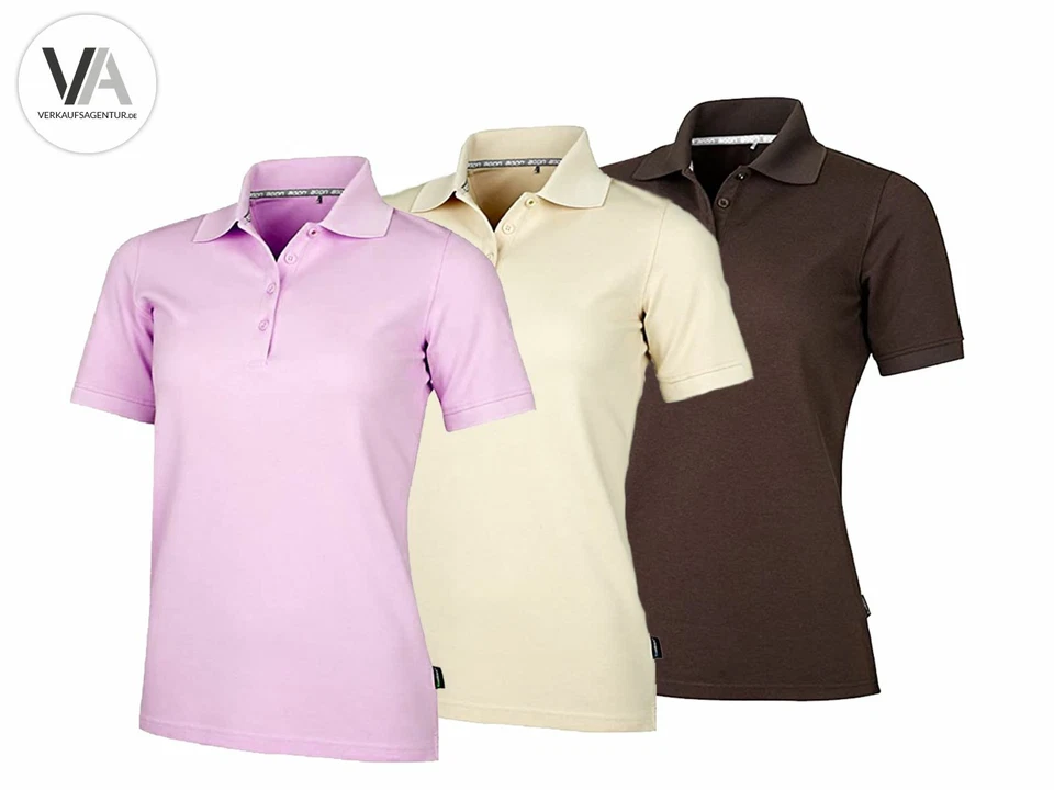 agon Damen Pique Poloshirt Knopfleiste atmungsaktiv beige/rosa/braun XS-XXL