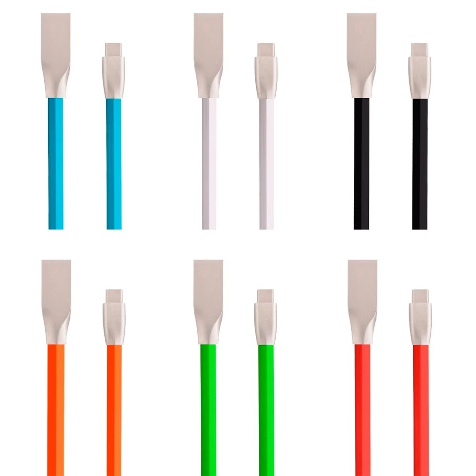 Cable de carga rápida tipo C de aleación de zinc 3D de fideos planos de 1 m para Samsung S9+ S8 píxeles Foto 2 de 3