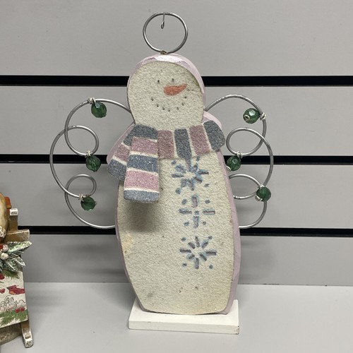 Snowman Figurine Lot of 7 - 2 Carved Wooden Snow Dudes - 1- Resin Hobby Lobby - Picture 19 of 21
