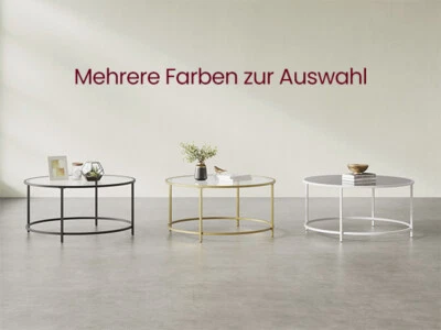 Couchtisch Wohnzimmertisch rund Beistelltisch Kaffeetisch Glastisch Sofatisch  - Bild 1 von 3