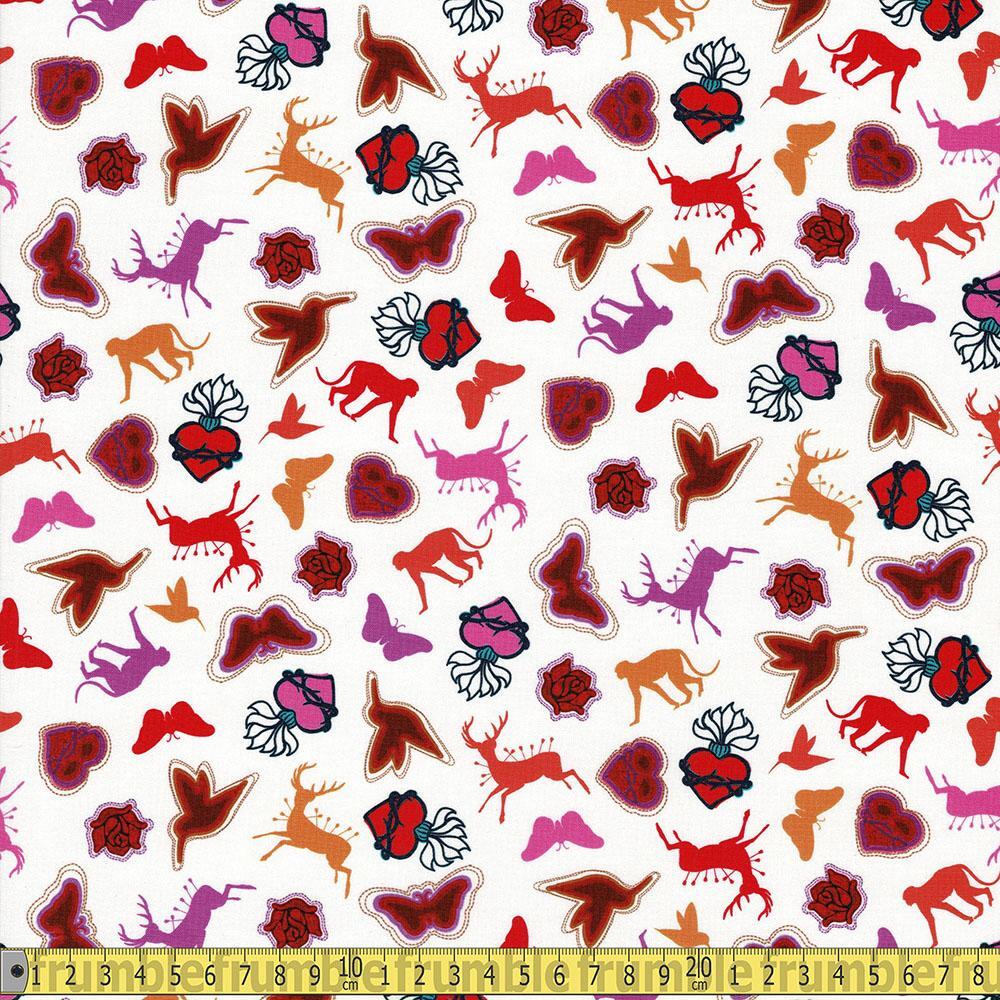 Quilting Cotton Robert Kaufman Frida Kahlo Icon Symbols White (Per Metre)