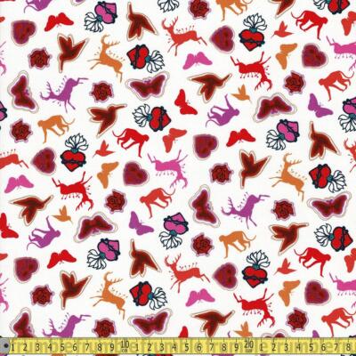 Quilten Baumwolle Robert Kaufman Frida Kahlo Symbol Symbole weiß (Meterware)