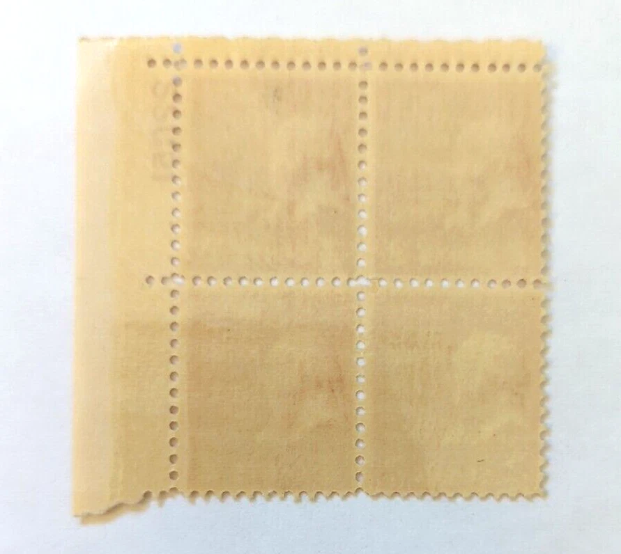 1939 Plate Block 4 Postage Stamp USA Presidential Issue John Adams 2nd President - Image 4 of 4