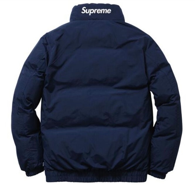 FW14 Supreme reversible Puffy Jacket yellow blue XL duck