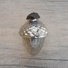 Vintage silver mercury acorn glass iron cap kugel style christmas tree ornament