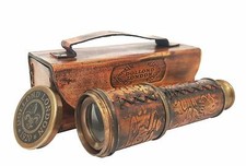 Antique Brass Marine  Dollond London 1920 Telescope With Leather Box Collectible
