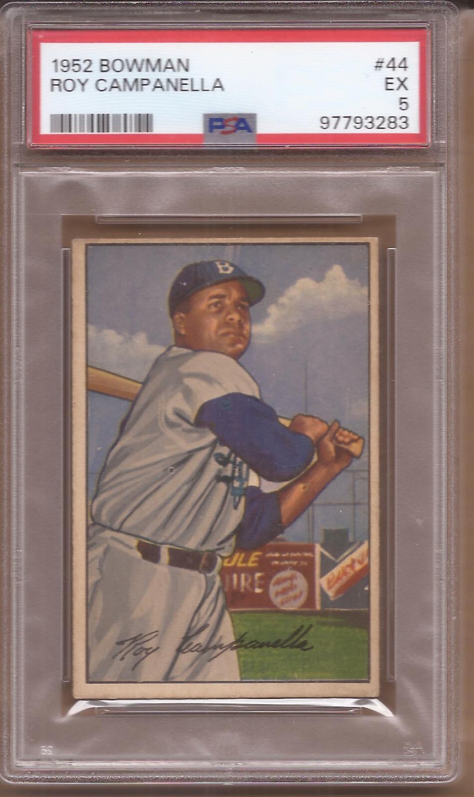 1952 BOWMAN # 44 - ROY CAMPANELLA - BROOKLYN DODGERS -( PSA 5 - EX)