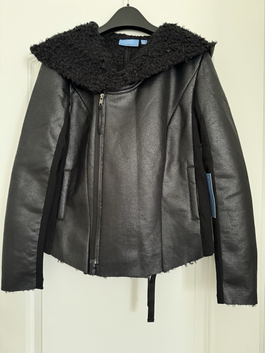 Simply Vera Wang Faux Leather Jacket With Black Fur Lining Size