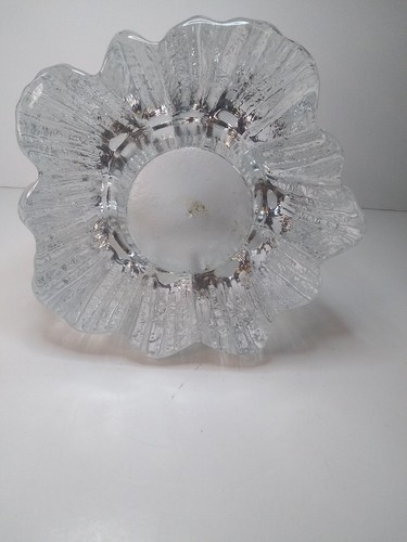 Vintage Nybro Sweden Crystal Iceberg volcano Candle Holder Glass 50’s 3.5"x4.5" - Picture 5 of 12