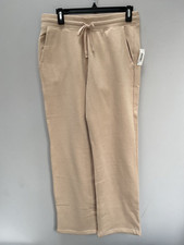 Yoga Pants Joggers Womens Size 10 Size 12 Beige Soft Terry Fleece Sweat Pants