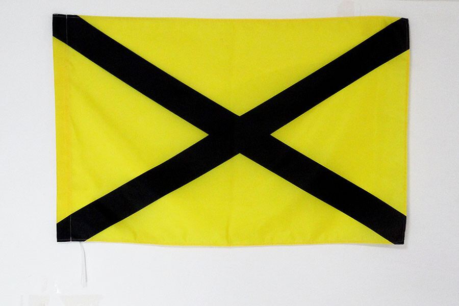 Bandiera Commissario Di Pista 90x60cm - Gialla E Rossa A Righe, Poliestere, Per Auto E Gare - Foto 8