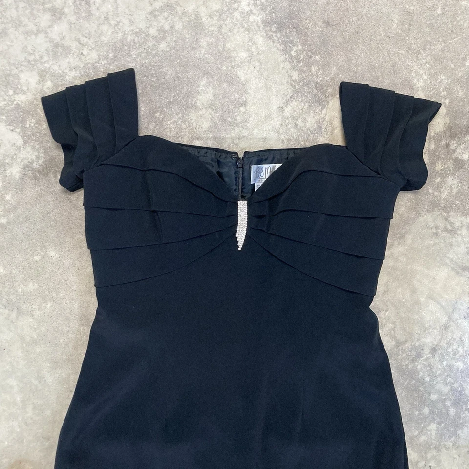 Bob Mackie Boutique Dress Women 12 Black Evening Long Midi Off The Shoulder Gown - Image 2 of 4