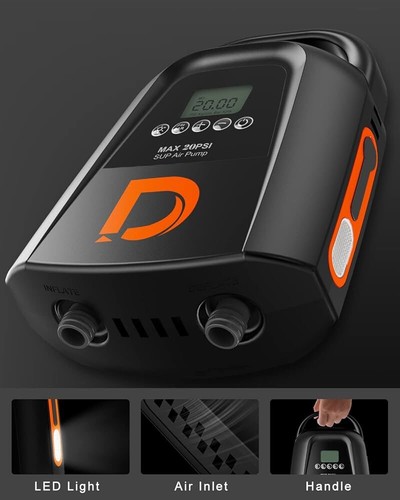 Rechargeable Sup Pump 9000mAh, 20PSI Electric Portable Paddle Orange-Black - Picture 7 of 14