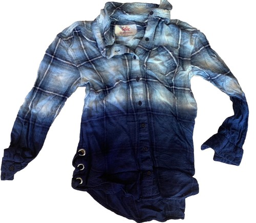 Justice Shirt Girls 12 Blue Plaid Button Flannel Button Down Top