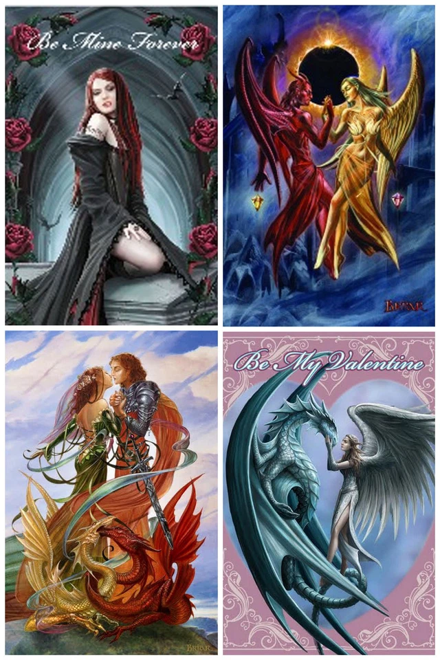 Anne Stokes Briar Compromiso de San Valentín Boda Amor Fantasía Tarjeta de felicitación Foto 2 de 2