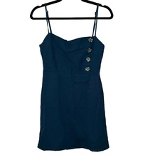 Urban Outfitters Size 0 Mini Dress Green Adjustable Straps Button Detail