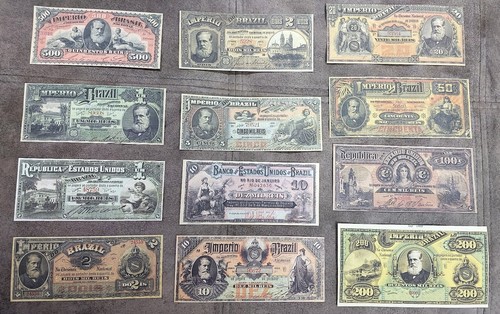 Ristampa su carta con banconote miste Brasile con M 1885 - 1890 anni  SPEDIZIONE GRATUITA! - Foto 1 di 11