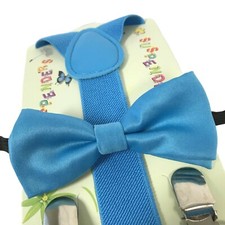 "BLUE" Matching Suspender  Bow-Tie Set Kids Toddler Baby Boys Girls USA 