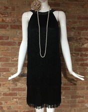M&S Marks & Spencer 1920s Flapper Fringe Tassle Gatsby Dress Size 8 BNWT £79