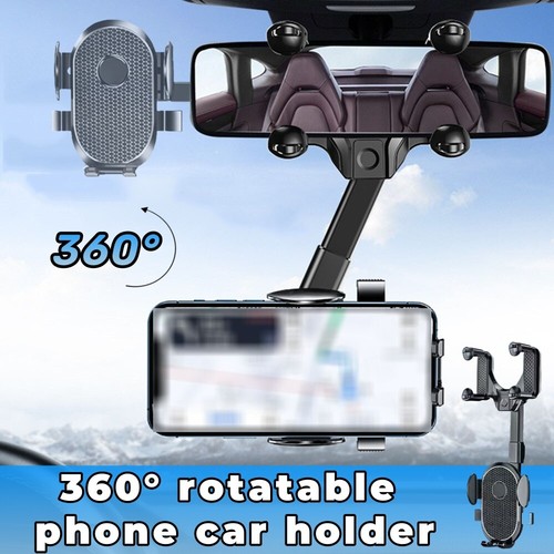 360° Car Rearview Mirror Holder Stand Mobile Cell Smart Phone GPS Phone Holder - Picture 2 of 15