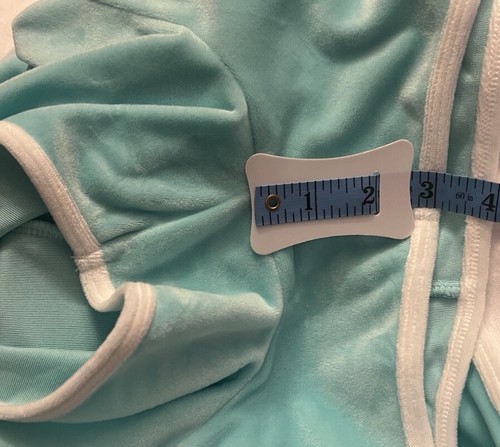 JUICY COUTURE Women’s Medium Aqua Blue Velour Romper Elastic Waist Pockets NWT - Picture 8 of 10