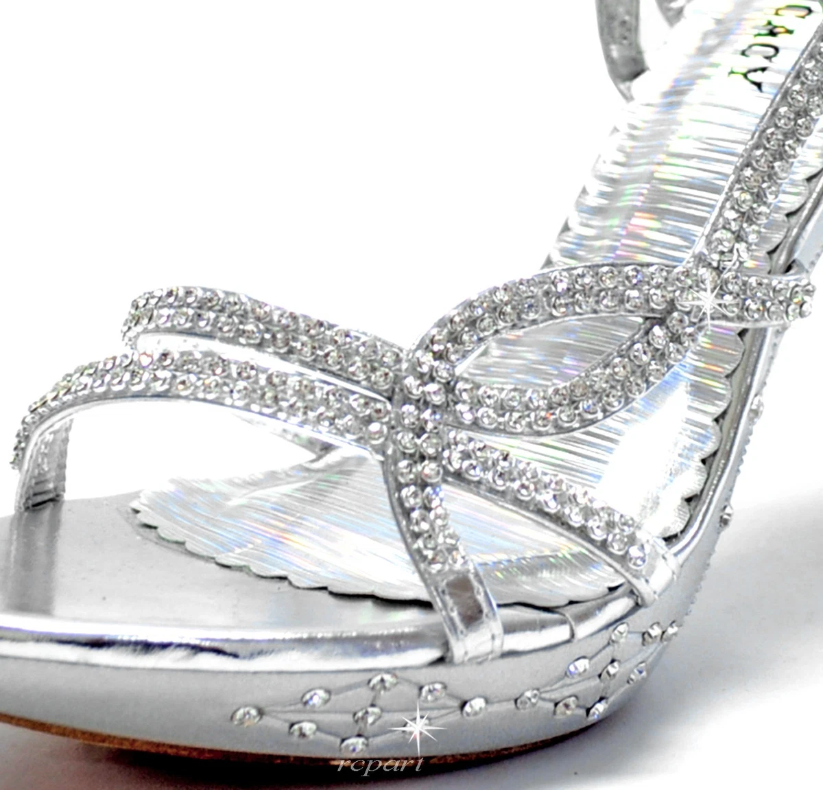 Silver formal top shoes rhinestones