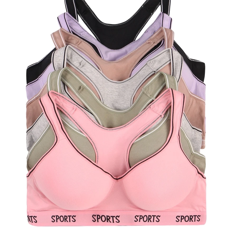 3/6 Pack Racerback Sports Bra Women's High Impact Running Yoga Workout Bras 6826 - Image 3 of 4