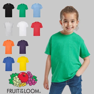 FRUIT OF THE LOOM Kids Plain T-Shirt Boys & Girls Children Age 1 2 3 4 5 6 7 8 9 10 11 12 13 14 15