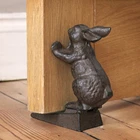 Cast Iron Brown Rabbit Doorstopper Hare Animal Floor Stop Rustic Door Wedge