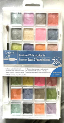 Artist's Loft Pearlescent Watercolor Pan Set (28pc) natural brush Free US Ship