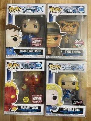 Funko Exclusive Fantastic 4 Mr fantastic Human Torch The Thing Invisible Woman