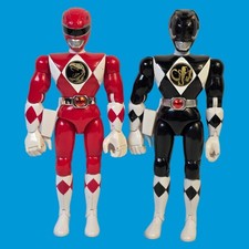 LOT 2 MMPR 8" 1993 Mighty Morphin Power Rangers Bandai Red & Black Ranger Vintag