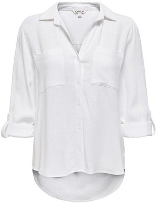 ONLY Damen Hemdbluse S Bright White Oversized Langarm Viskose Leinen NOOS