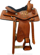 Leather Handmade Horse Saddle Western Barrel Racing Tooled Trail Tack Equestrian