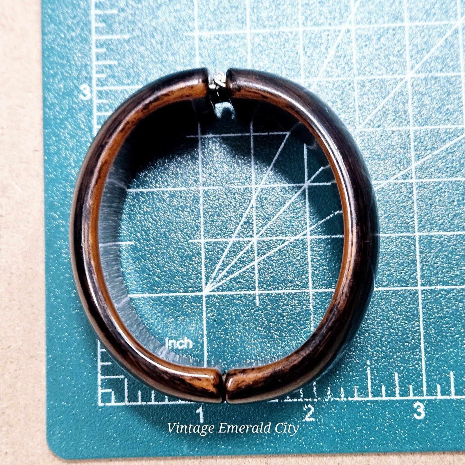 Rustic Radiance Hinged Cuff Bracelet Plastic Brow… - image 4