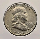 1958-D 50C 90% SILVER Franklin Half Dollar