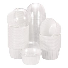 50Pcs Cupcake Liners Baking Cupcakes with Lids White Round
