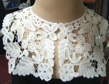 Antique Collar Honiton lace old w brides Hand made off white England